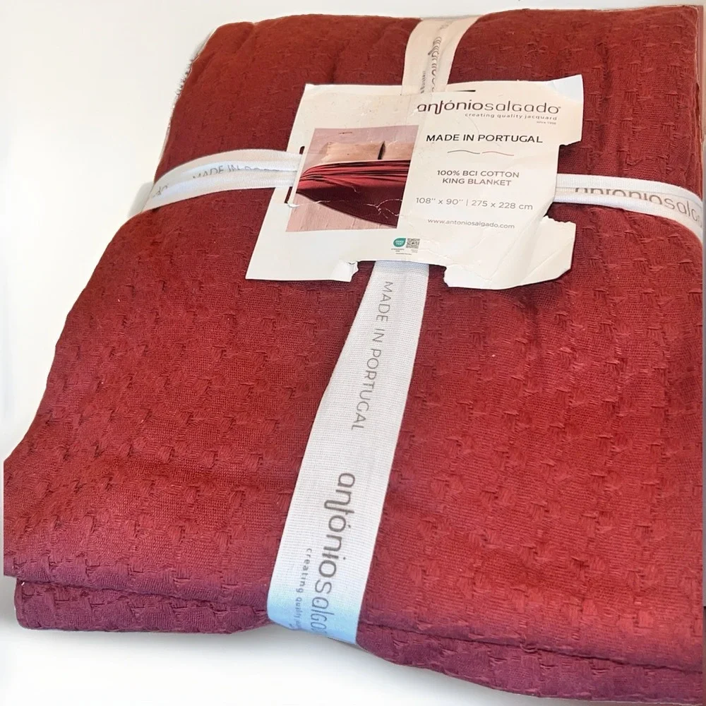 Antonio Salgado 100% BCI Cotton Made  Portugal NWT Autumn 🍁 Burnt Burgundy KING